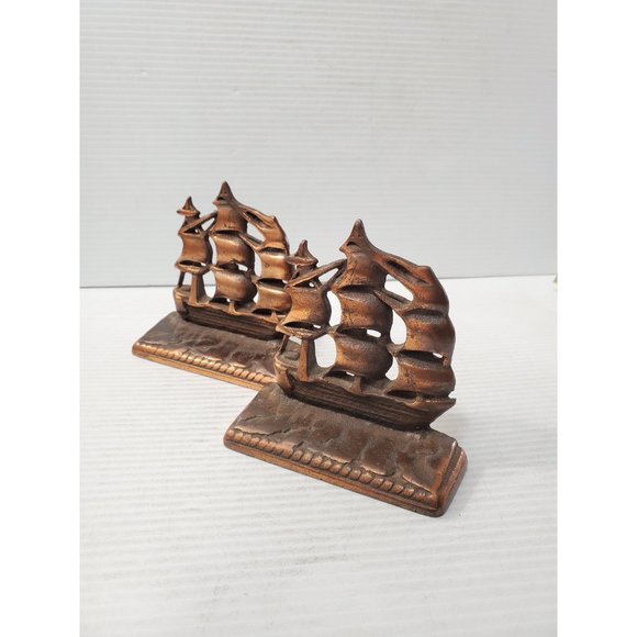 Antique Ship Bookends Vintage Bookends,Metal Bookends, Boat Bookends, Na… - Picture 3 of 10